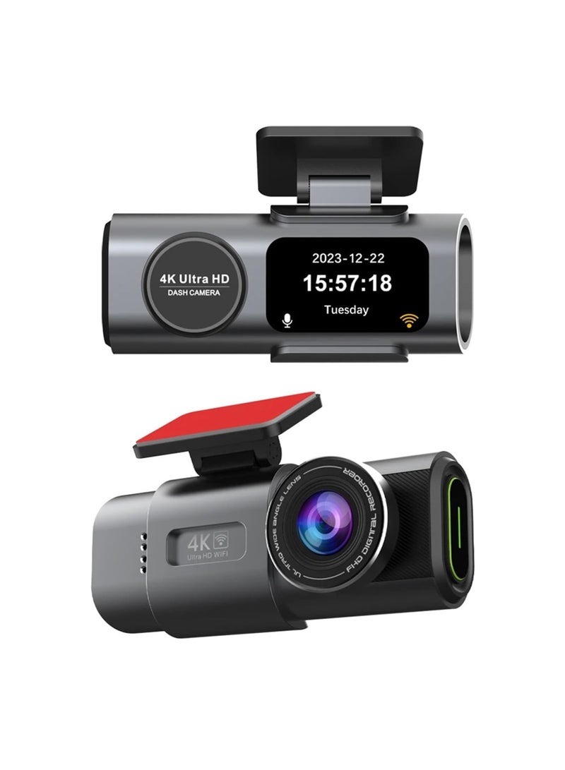كاميرا سيارة 4K Dash Cam كاميرا أمامية وخلفية للسيارات 2 قناة عدسة مزدوجة زاوية واسعة للغاية مع رؤية ليلية تحكم WiFi استشعار الجاذبية وضع وقوف السيارات لمدة 24 ساعة تسجيل متكرر WDR - Image 1